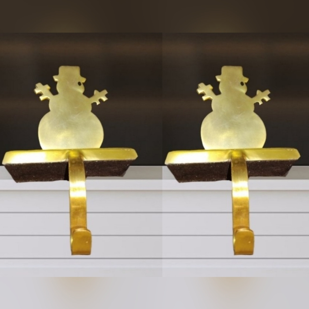 Chirstmas Brass Snowman Christmas Stocking Hangers